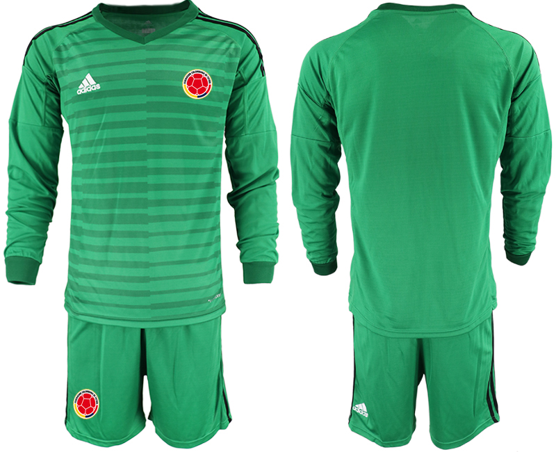 Men 2020-2021 Season National team Colombia goalkeeper Long sleeve green Soccer Jersey2